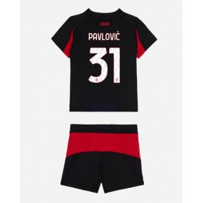 AC Milan Strahinja Pavlovic #31 Replika Hemmatröja Barn 2025-26 Kortärmad (+ Korta byxor)